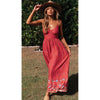 2023 Summer Women Sexy V Neck Floral Print Bohemia Long Dress  Off Shoulder Strap Beach Maxi Dress Casual Sundress