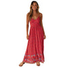 2023 Summer Women Sexy V Neck Floral Print Bohemia Long Dress  Off Shoulder Strap Beach Maxi Dress Casual Sundress