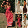 2023 Summer Women Sexy V Neck Floral Print Bohemia Long Dress  Off Shoulder Strap Beach Maxi Dress Casual Sundress