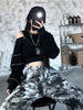 2023 Techwear Goth Cropped Emo Hoodies Women Harajuku Off Shoulder Oversize Sweatshirts Black Zip Up Top Hip Hop Streetwear Punk