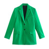 2023 Trends Green Suit Autumn Lapel Long Sleeve Buckle Suit Jacket + High Waist Split Skirt Suit Female