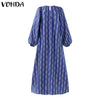 2023 VONDA Elegant Maxi Dress Women Long Lantern Sleeve Summer V Neck Sexy Party Printed Sundress Ruffled Ladies Long Vestidos