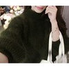 2023 White Mohair Thicken Turtleneck Sweater Autumn Winter Sweet Lantern Sleeve Casual Solid Color Pullover pull femme
