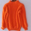 2023 White Mohair Thicken Turtleneck Sweater Autumn Winter Sweet Lantern Sleeve Casual Solid Color Pullover pull femme