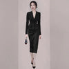 2023 Woman Spring Autumn OL Suits Female Long Sleeve Blazer Jackets + Midi Slim Package Hip Skirts Ladies 2 Piece Sets J56