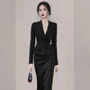 2023 Woman Spring Autumn OL Suits Female Long Sleeve Blazer Jackets + Midi Slim Package Hip Skirts Ladies 2 Piece Sets J56
