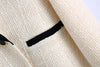2023 Women Autumn Contrast Trim Double Breasted Texture Blazer Coat Vintage Long Sleeve Pockets Female Outerwear Chic