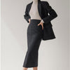 2023 Women Autumn Winter Woolen 2 Piece Sets Female Office Lady Blazer Coats + Slim Package Hip Skirts Ladies Suits K11