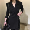 2023 Women Blazer Dress Spring Office Ladies Suit Double Breasted Button Long Sleeve Mini Dress Autumn Blazers Female
