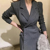 2023 Women Blazer Dress Spring Office Ladies Suit Double Breasted Button Long Sleeve Mini Dress Autumn Blazers Female