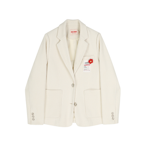 2023 Women Casual Suit Jacket Korean Blazer Female Vintage Lapel Red Flower Decoration Long Sleeve Coat Office Ladies