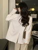 2023 Women Double Breasted Blazer Office Lady Loose Splice Two Fake Pieces Coat Suit Jacket Female Chic Outwear Outfits