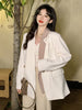 2023 Women Double Breasted Blazer Office Lady Loose Splice Two Fake Pieces Coat Suit Jacket Female Chic Outwear Outfits