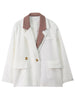 2023 Women Double Breasted Blazer Office Lady Loose Splice Two Fake Pieces Coat Suit Jacket Female Chic Outwear Outfits