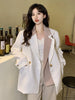 2023 Women Double Breasted Blazer Office Lady Loose Splice Two Fake Pieces Coat Suit Jacket Female Chic Outwear Outfits