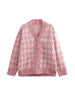 2023 Women Knitted Cardigan Loose Single Breasted Student Knitwear V-neck Korean Oversized Cardigan Winter Plaid Print Sweaters