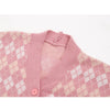 2023 Women Knitted Cardigan Loose Single Breasted Student Knitwear V-neck Korean Oversized Cardigan Winter Plaid Print Sweaters