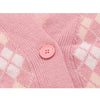 2023 Women Knitted Cardigan Loose Single Breasted Student Knitwear V-neck Korean Oversized Cardigan Winter Plaid Print Sweaters