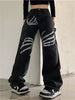 2023 Women Punk Skull Emo Jeans Loose Korean Cargo Pants Harajuku Print Hip Hop Wide Leg Egirl Retro Streetwear Y2k Denim Pants