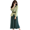 2023 Women Spring Autumn 2 Piece Set Female Long Sleeve Jackets and Pleated Skirt Ladies Solid Blazer Suits with Belt L45