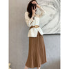 2023 Women Spring Autumn 2 Piece Set Female Long Sleeve Jackets and Pleated Skirt Ladies Solid Blazer Suits with Belt L45
