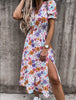 2023 Women Summer Floral V-Neck Print Elegant Dress Bohomian Casual Maxi Dress
