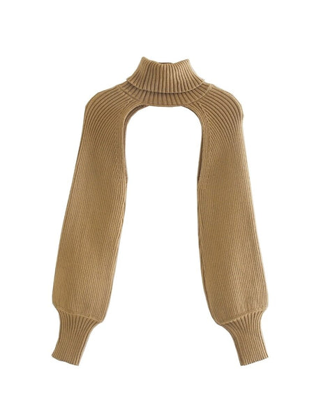 2023 Women Turtleneck Long Sleeve Knitting Sweater Cropped Casual Femme Chic Design Elegant Solid Pullover High Street Lady Tops