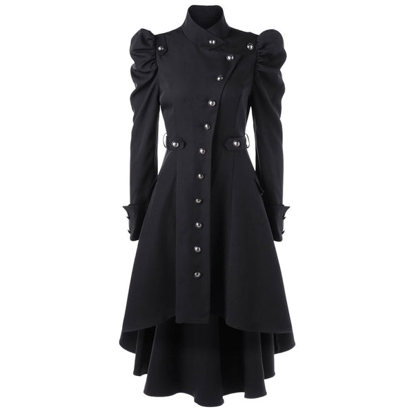 2023 Women Vintage Coat Steampunk Long Coat Gothic Overcoat Ladies Retro Jacket Emo Gothic Grunge Femme Solid Slim Outerwear