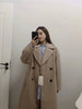 2023 Women's Solid Color Loose Jacket Coat Long Sleeve Double Breasted Pocket Lapel Long Commuter Office Worker Casual