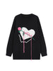 2023 Women's Heart Rose Oversize Y2k Sweater Tops Long Sleeve Kawaii Jumper Autumn Pullover Korean Knitted Coat Vintage Clothing