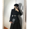 2023 Women's Spring Autumn Black Blazer Skirts Two Piece Dress Set Korean Office Lady Graceful Slim Suit Jacket Outfits