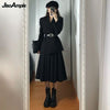 2023 Women's Spring Autumn Black Blazer Skirts Two Piece Dress Set Korean Office Lady Graceful Slim Suit Jacket Outfits