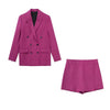 2023 Women's Suits With Short Sets 2023 Casual Blazer Jacket And Mini Shorts Set Woman Two Pieces Chic Female Suit