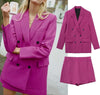 2023 Women's Suits With Short Sets 2023 Casual Blazer Jacket And Mini Shorts Set Woman Two Pieces Chic Female Suit