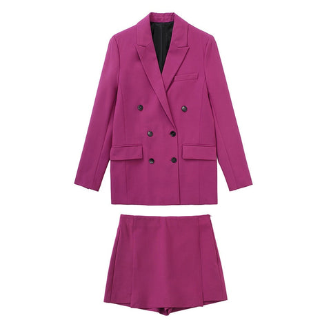 2023 Women's Suits With Short Sets 2023 Casual Blazer Jacket And Mini Shorts Set Woman Two Pieces Chic Female Suit