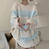 2023 Y2K Lazy Style Knitted Sweater Korean Frayed Loose Pullover Fairycore Sweet Oversized Jumper Striped Hole Knitwear