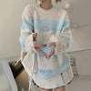 2023 Y2K Lazy Style Knitted Sweater Korean Frayed Loose Pullover Fairycore Sweet Oversized Jumper Striped Hole Knitwear