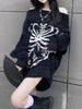 2023 Y2k Aesthetic Grunge Sweater Loose Streetwear Black Pullover Skull Print Gothic Women Jumper Harajuku Punk Knitwear 90s