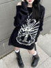 2023 Y2k Aesthetic Grunge Sweater Loose Streetwear Black Pullover Skull Print Gothic Women Jumper Harajuku Punk Knitwear 90s