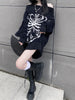 2023 Y2k Aesthetic Grunge Sweater Loose Streetwear Black Pullover Skull Print Gothic Women Jumper Harajuku Punk Knitwear 90s
