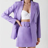 2023 ZA Women Light Purple Double Breasted Casual High Street Long Sleeve Jacket + Belt Decoration Slim Mini Skirts0