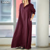 2023 ZANZEA Women Sundress  Hooded Maxi Dress Vintage Cotton Linen Dress Female Casual Vestidos Long Sleeve Robe