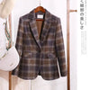 2023 autumn Wool Coat Retro British Style Modern Plaid Jackets Slim Waist Woolen Suit Jacket Lining Spring Blazer Female Out