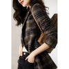2023 autumn Wool Coat Retro British Style Modern Plaid Jackets Slim Waist Woolen Suit Jacket Lining Spring Blazer Female Out