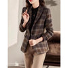 2023 autumn Wool Coat Retro British Style Modern Plaid Jackets Slim Waist Woolen Suit Jacket Lining Spring Blazer Female Out