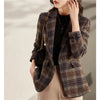 2023 autumn Wool Coat Retro British Style Modern Plaid Jackets Slim Waist Woolen Suit Jacket Lining Spring Blazer Female Out