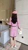 2023 autumn and winter women's clothing styles Color Matching Pink Skirt Two-Piece Set 0909