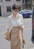 2023 autumn and winter women's clothing styles Lapel Shirt with Knot Skirt Suit 0920