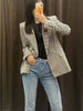 2023 autumn women's all-match lapel long-sleeved houndstooth double-breasted slim casual suit jacket