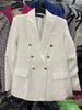 2023 autumn women's temperament double-breasted metal buckle solid color slim fit suit jacket
